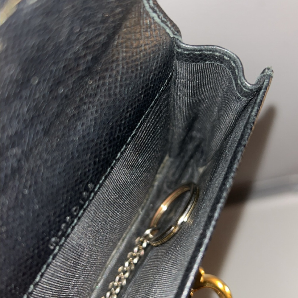 Salvatore Ferragamo Gancini Black Gold Key Card Holder with Chain: Black&Gold - Picture 5 of 15